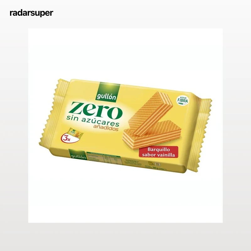 GULLÓN Zero Barquillo relleno de crema sabor vainilla sin azúcares. 180 g.