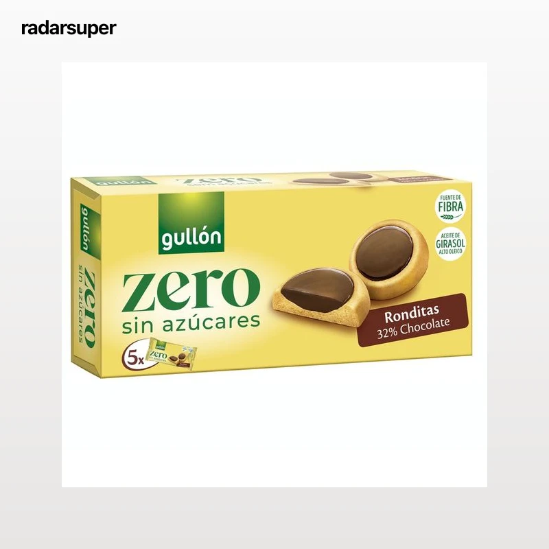 GULLÓN Zero Galleta recubierta de chocolate negro sin azúcares 186 g.