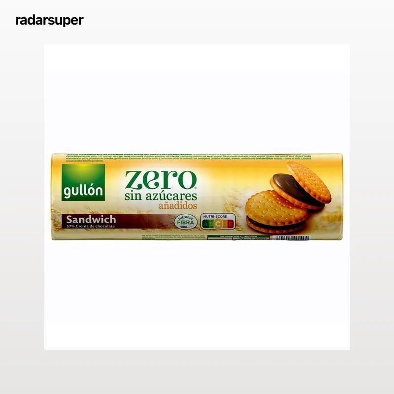 GULLÓN Zero Galleta sándwich rellena de crema de chocolate sin azúcares añadidos 250 g.