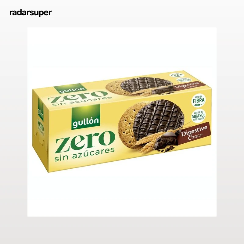 GULLÓN Zero Galleta de trigo bañada con chocolate negro sin azúcares 270 g.