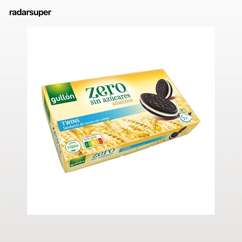 GULLÓN Zero Galletas de cacao rellena de crema sin azúcares añadidos 210 g.