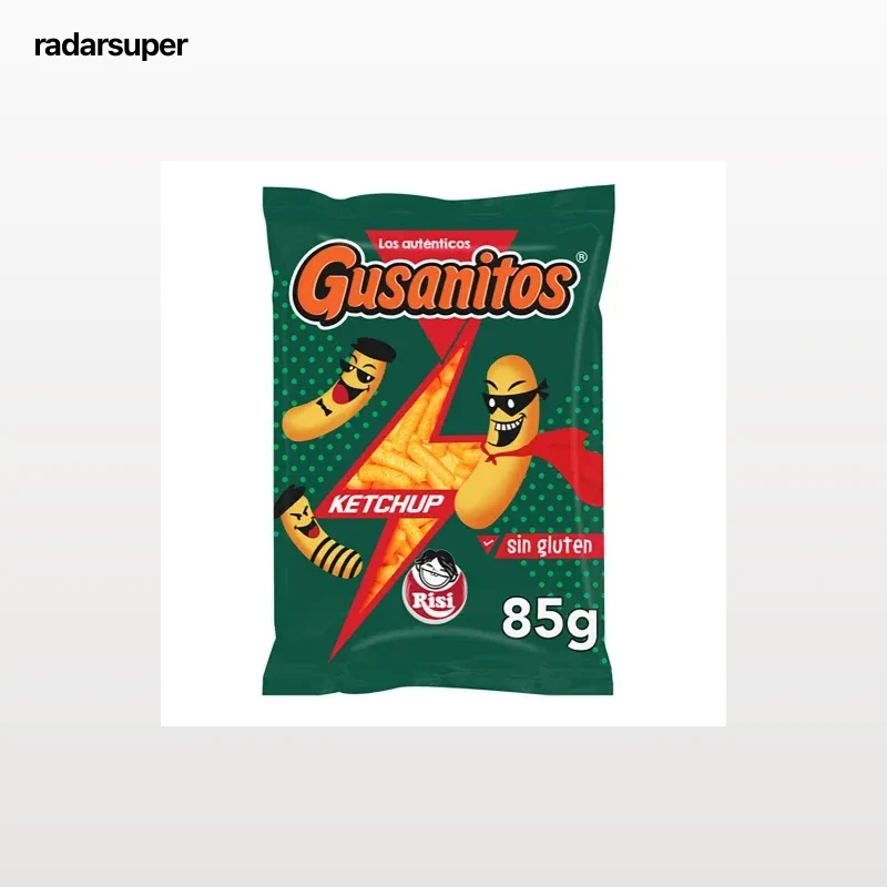 Gusanitos sabor kétchup Risi sin gluten 85 g.
