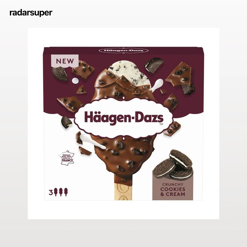 HÄAGEN-DAZS Bombón de helado de vainilla con trocitos de galletas crujientes al cacao 3 x 80 ml.