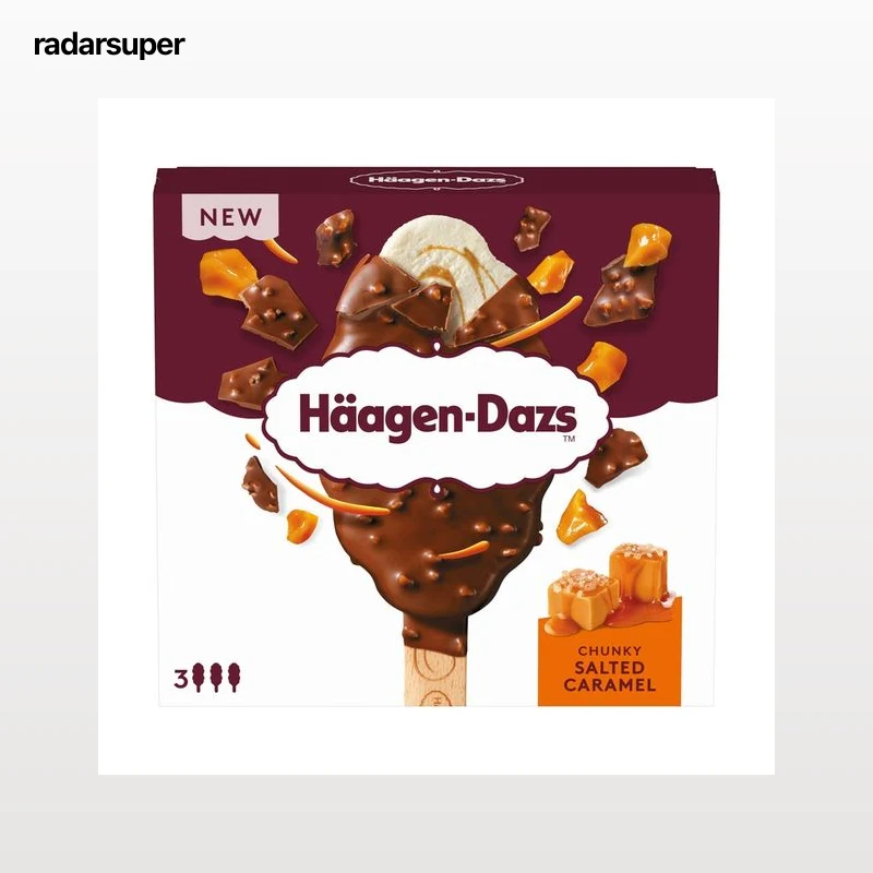 HÄAGEN-DAZS Bombón de helado de vainilla con trozos de caramelo salado 3 x 80 ml.