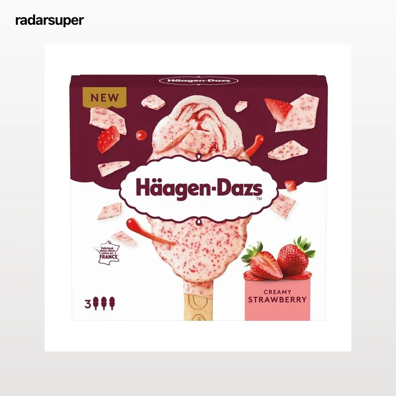 HÄAGEN-DAZS Helado cremoso de fresa con salsa de fresa 3 x 80 ml.