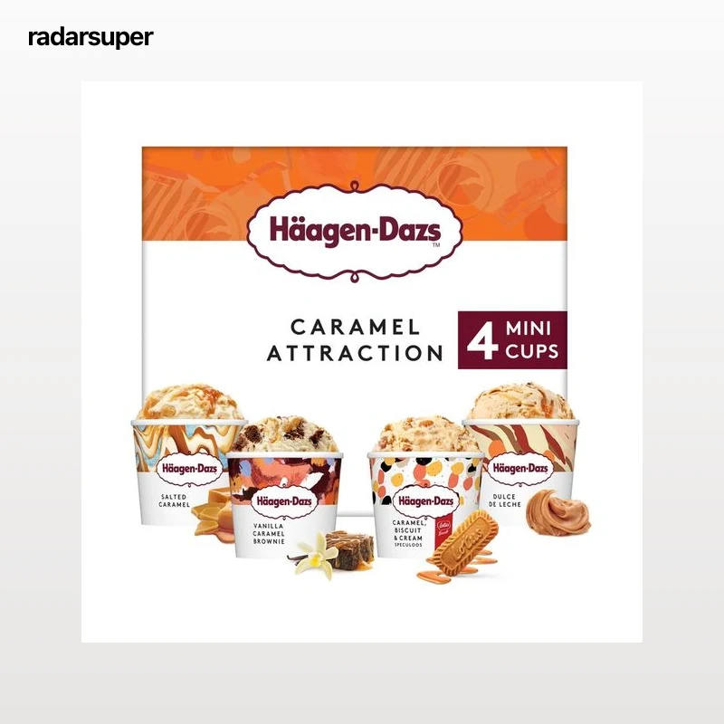 HÄAGEN-DAZS Mini tarrinas de helado de caramelo con distintos sabores 4 x 100 ml.