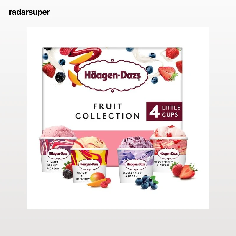 HÄAGEN-DAZS Tarrinas de helado de frutas (mango, fresa, frambuesa y arándano) 4 x 95 ml.