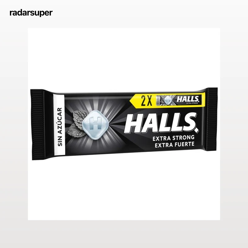 HALLS Caramelo extra fuerte HALLS sin azúcares añadidos 2 uds, 64 gr.