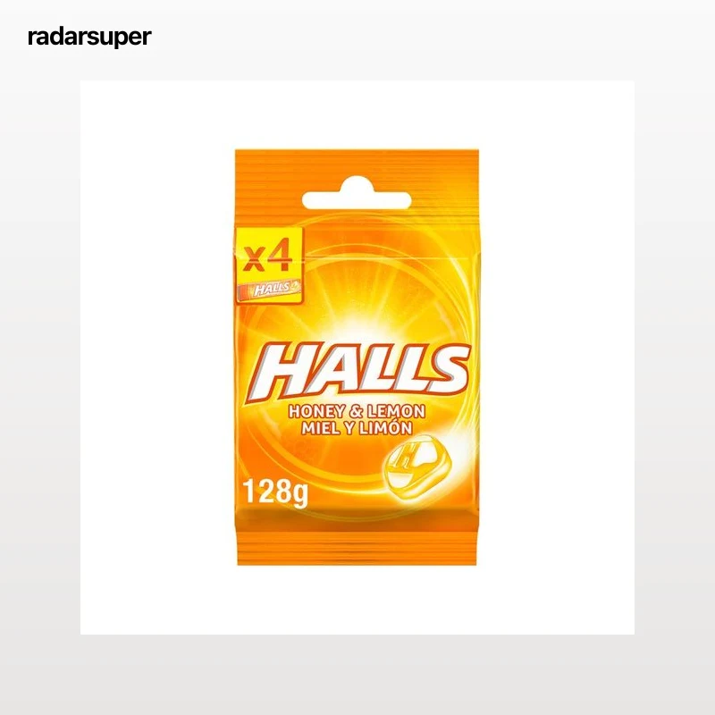 HALLS Caramelos con miel y limón, sin azúcares añadidos, 4 uds. x 128 g.