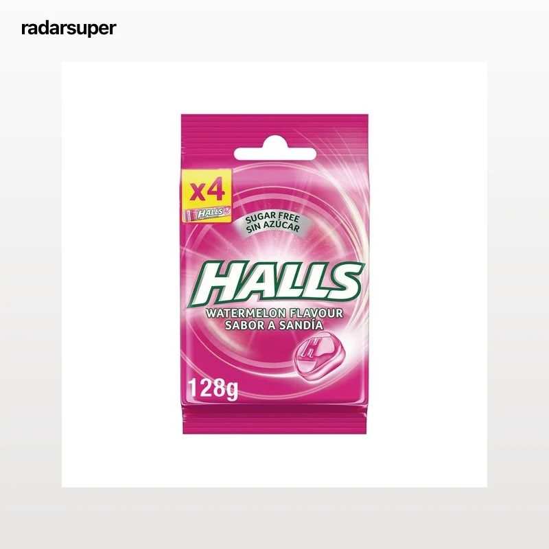 HALLS Caramelos de sandía sin azúcar, pack de 4 uds. x 128 g.