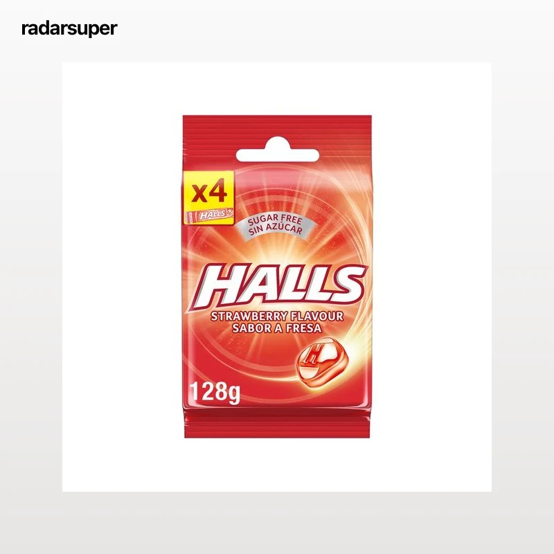 HALLS VITA-C Caramelos de fresa sin azúcar añadido, 4 uds. x 128 g.