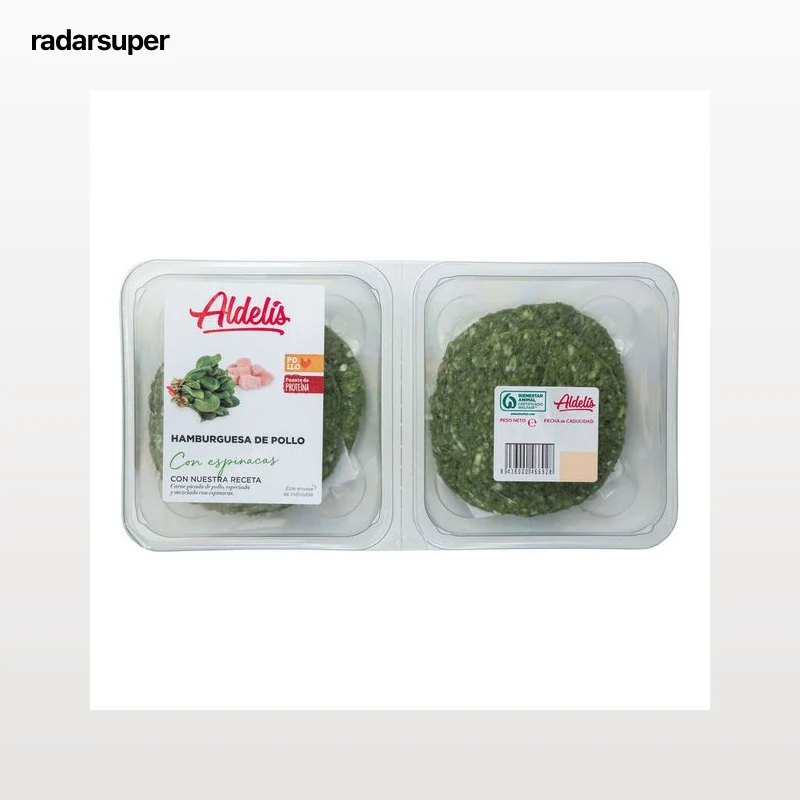 Hamburguesa de pollo y espinacas Aldelis pack 4 de 78g
