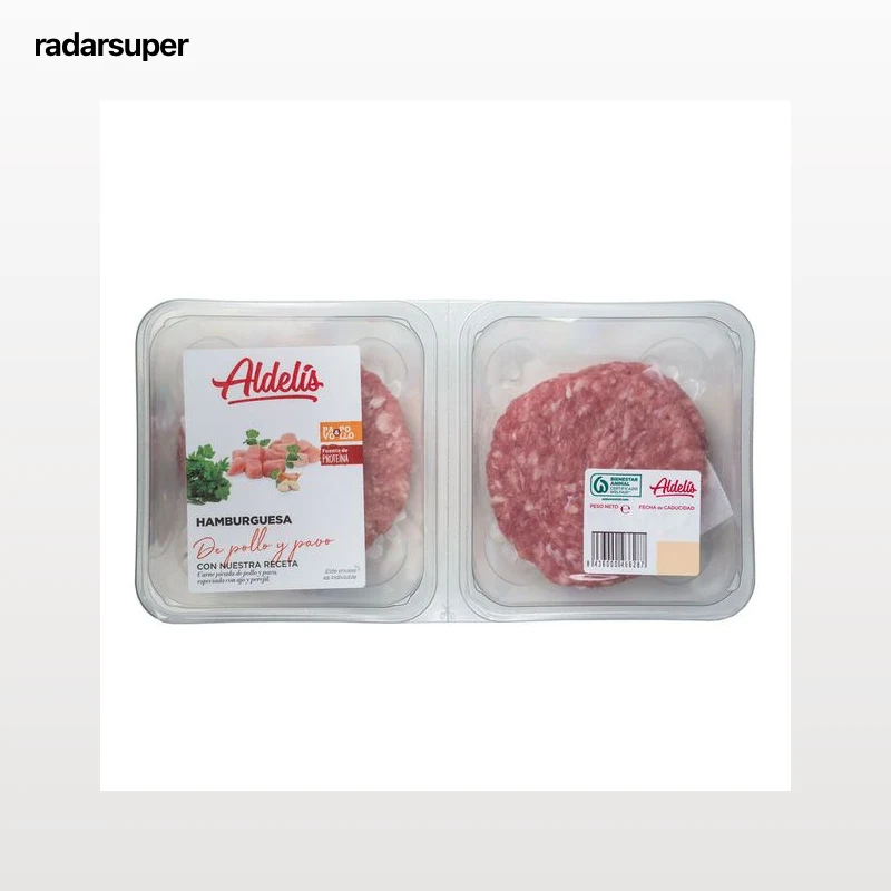 Hamburguesa de pollo y pavo Aldelis pack 4 de 80g