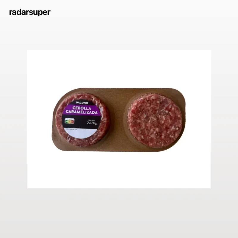 Hamburguesa de vacuno con cebolla caramelizada
