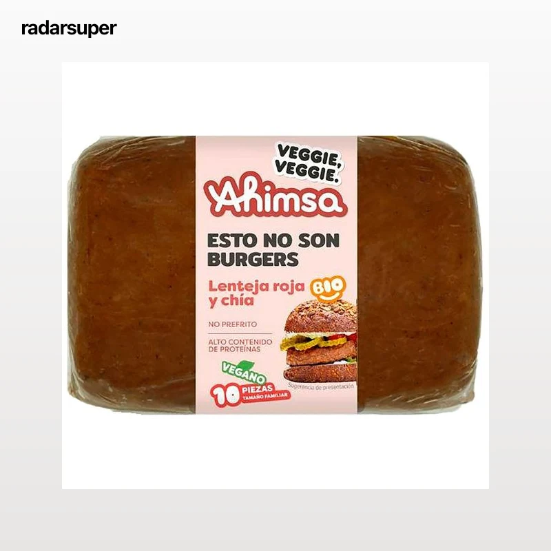 Hamburguesa vegana de lenteja roja y chia AHIMSA BIO 750 g.
