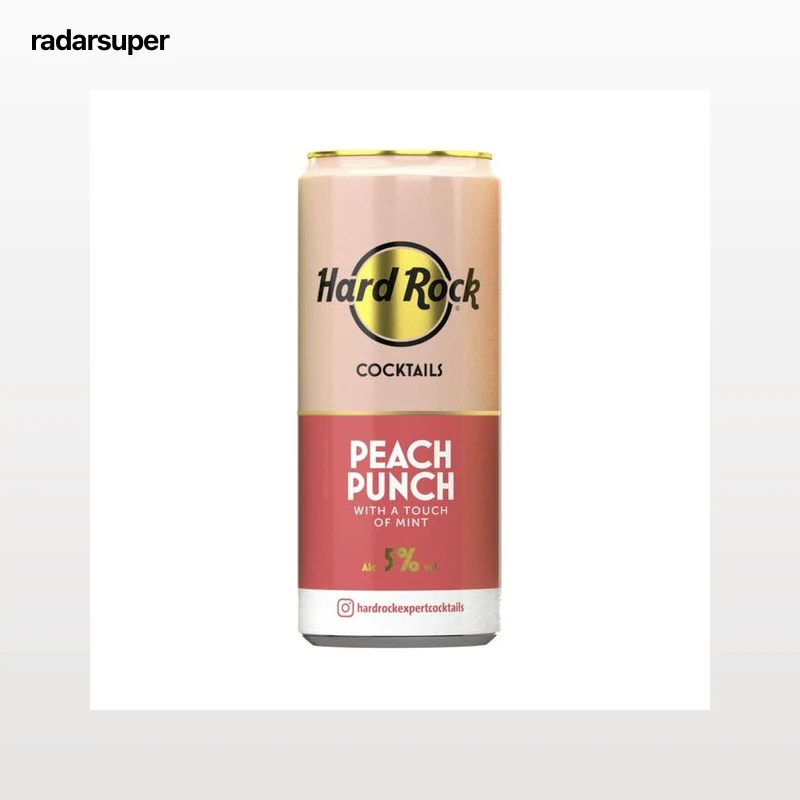 HARD ROCK Combinado de ron blanco con aroma a melocotón y un toque de menta lata 25 cl.