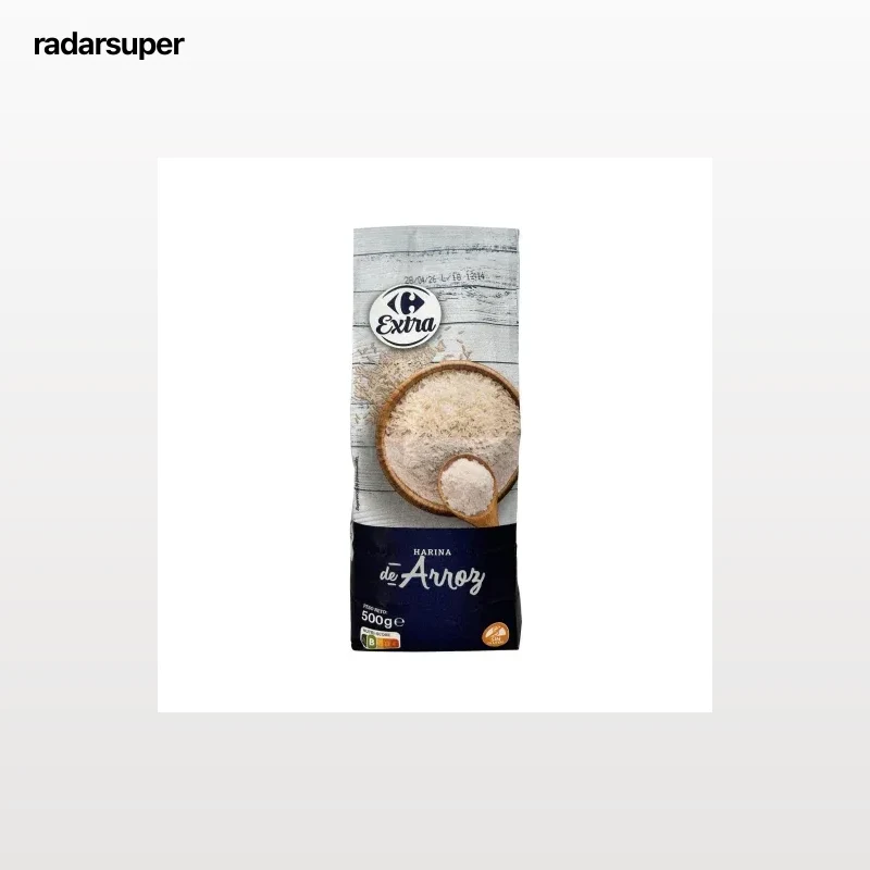 Harina de arroz Extra Carrefour sin gluten 500 g.