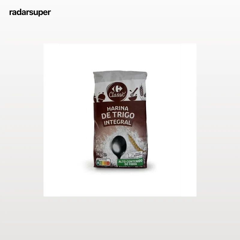 Harina de trigo integral Carrefour Classic 1 kg.