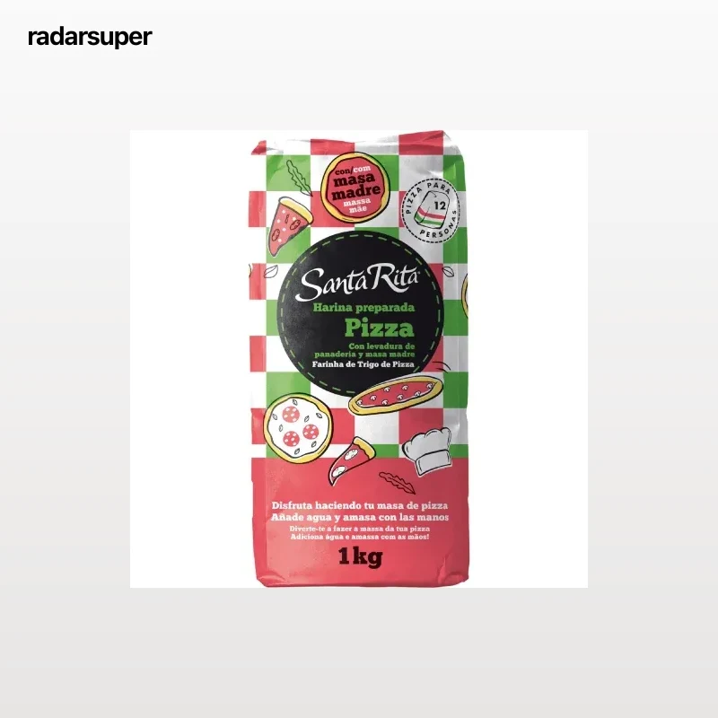 Harina especial pizza con levadura de panadería y masa madre Santa Rita 1 kg.