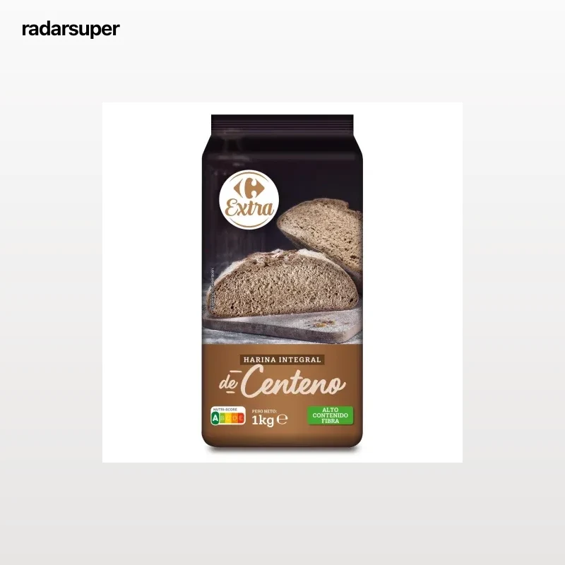 Harina integral de centeno Extra Carrefour 1 kg.