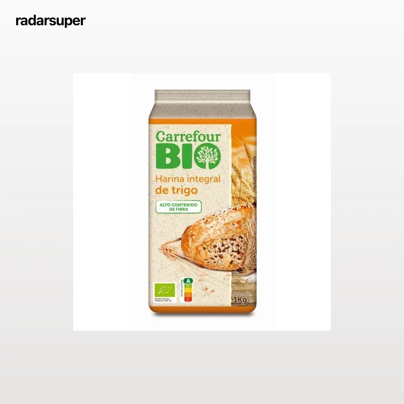 Harina integral de trigo ecológica Carrefour Bio 1 kg.