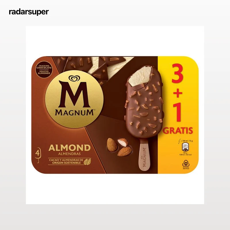Helado bombón Magnum 3+1 uds almendra