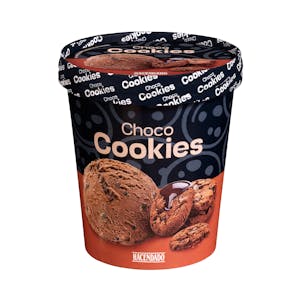 Helado choco cookies Hacendado con sirope y galletas de chocolate