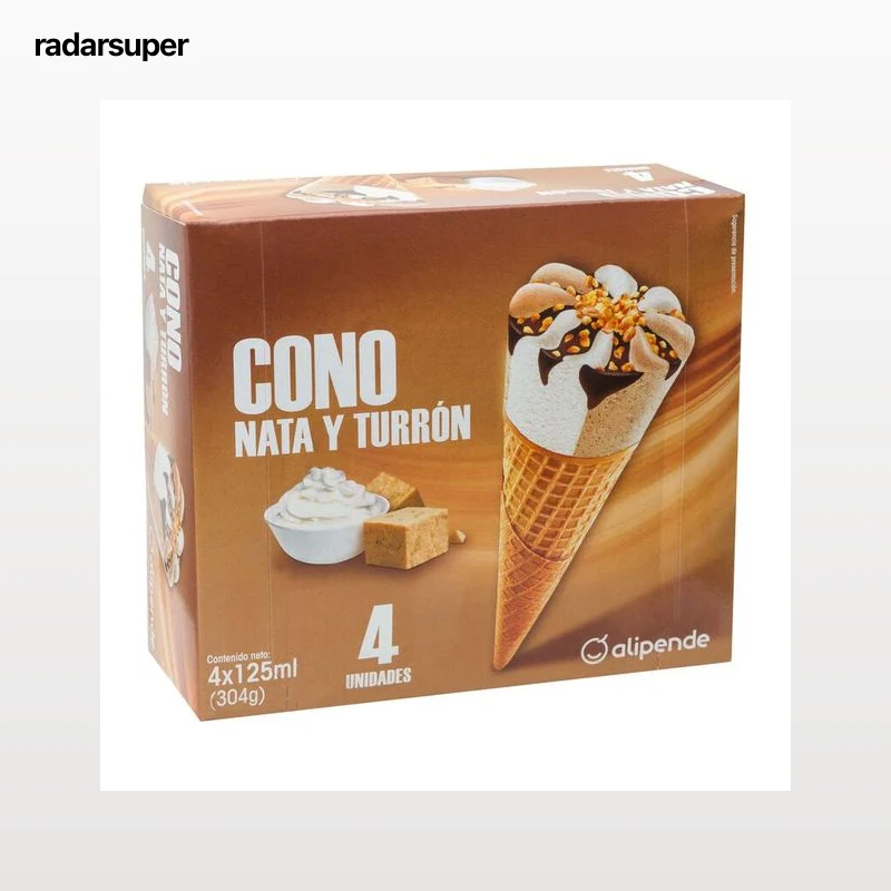 Helado cono Alipende 4 uds nata-turrón