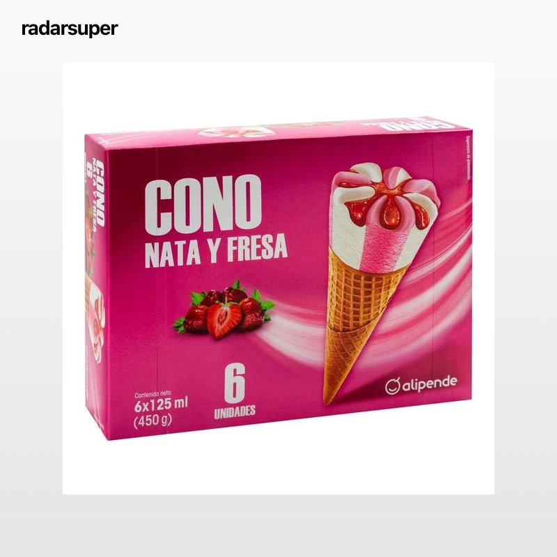 Helado cono Alipende 6 uds nata y fresa