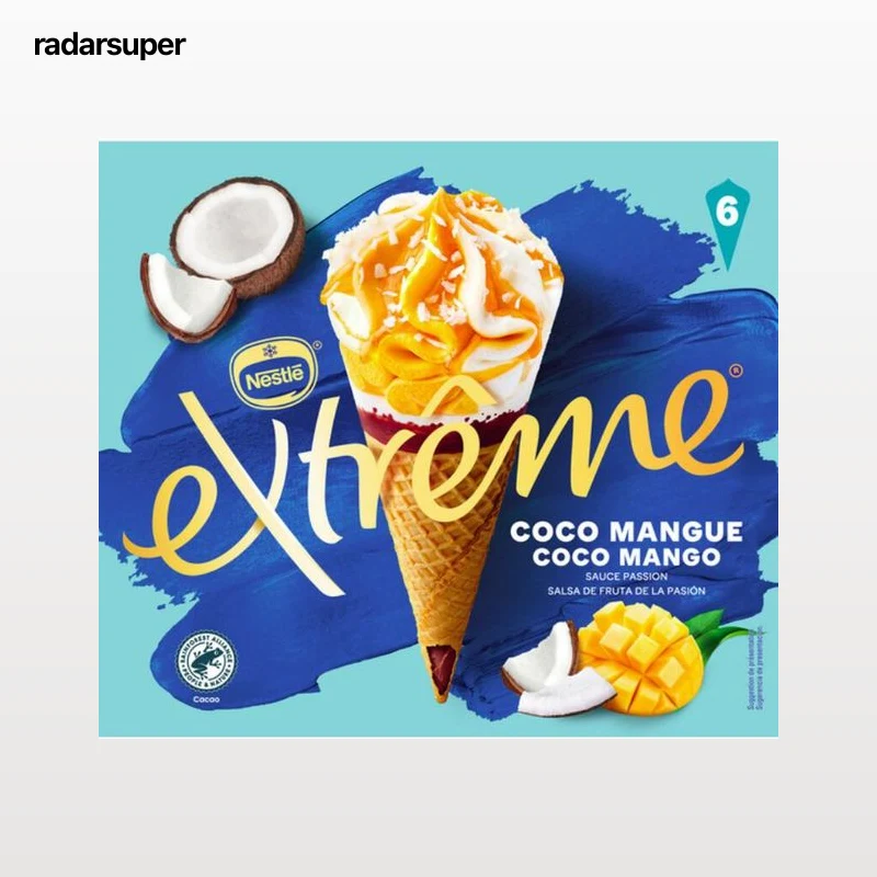 Helado cono sabor coco y mango Nestle Extreme 6 unid
