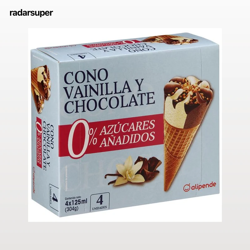 Helado cono sin azúcar Alipende 4 uds vainilla-choco
