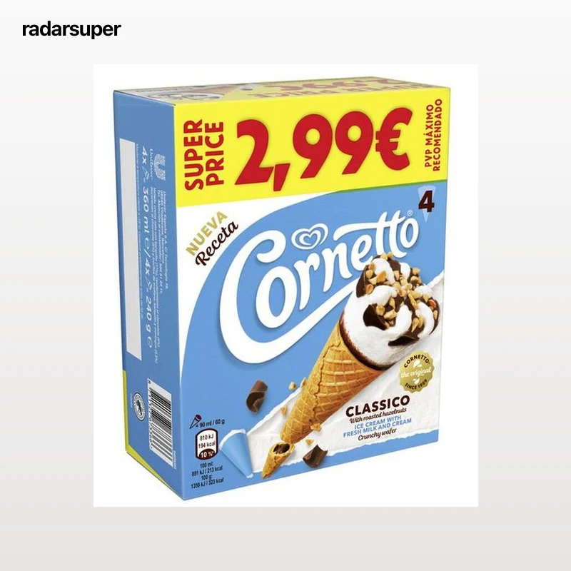 Helado Cornetto frigo 4u Classico