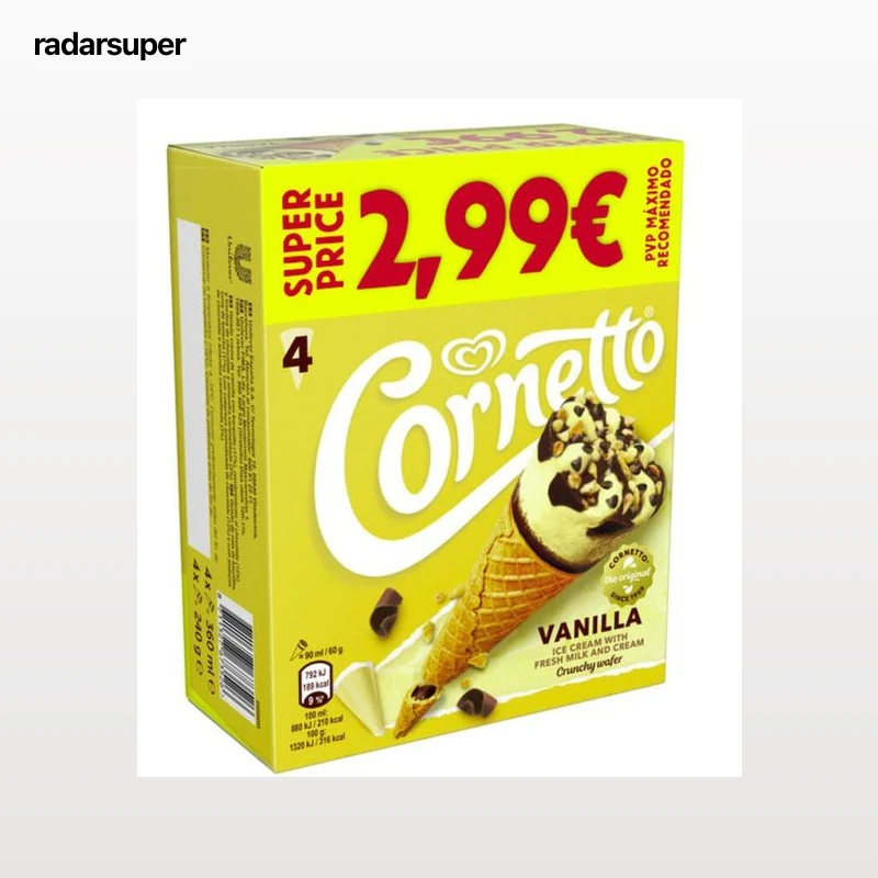 Helado Cornetto Frigo 4u Vainilla