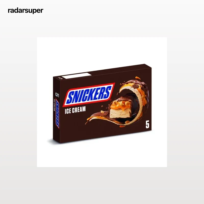 Helado de cacahuetes y caramelo blando cubierto por una capa de cacao Snickers 5 ud.