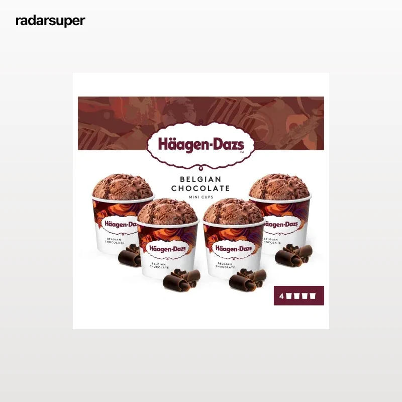 Helado de chocolate belga Hägens-Dazs sin gluten pack de 4 unidades de 95 ml.