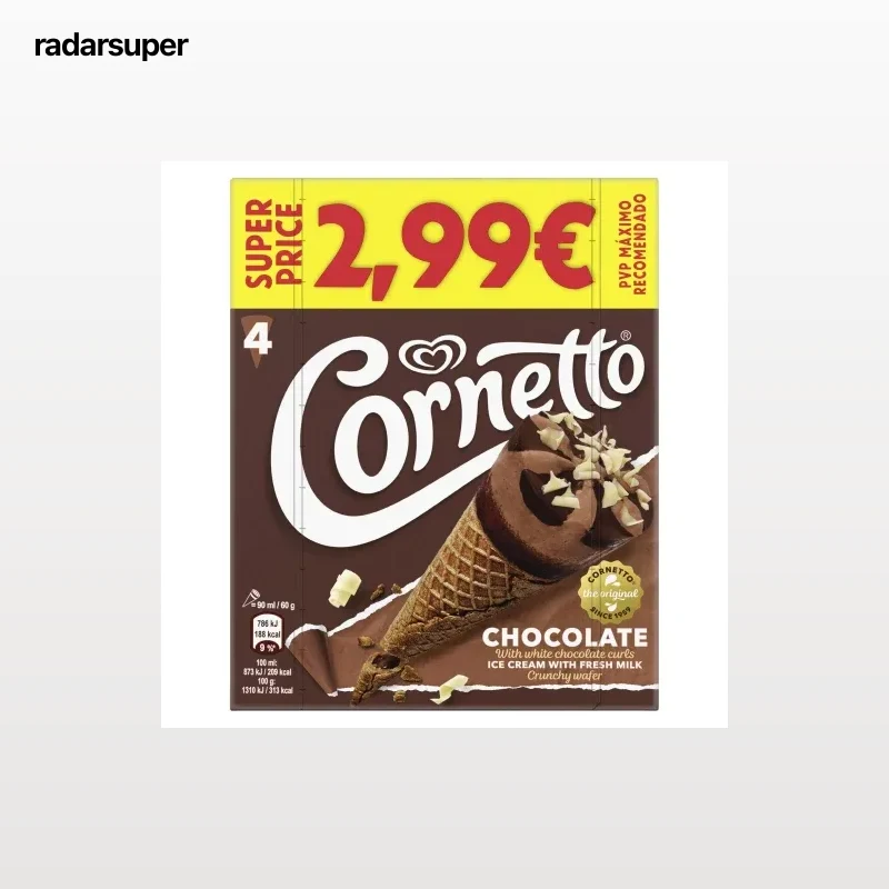 Helado de chocolate Cornetto 4 uds.