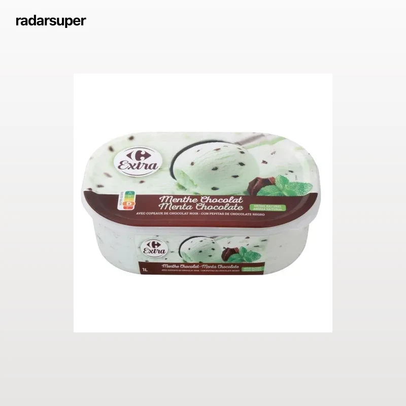Helado de menta chocolate Extra Carrefour 1000 ml.