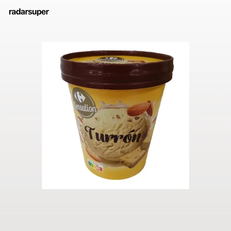 Helado de turrón y trocitos de almendra caramelizada Carrefour Sensation 350 g.