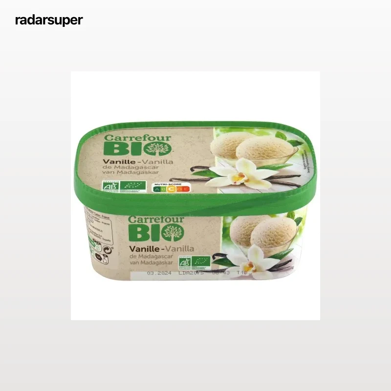 Helado de vainilla de Madagascar ecológico Carrefour Bio 450 g.