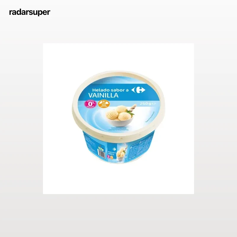 Helado de vainilla sin azúcar añadido Carrefour sin gluten 500 ml.