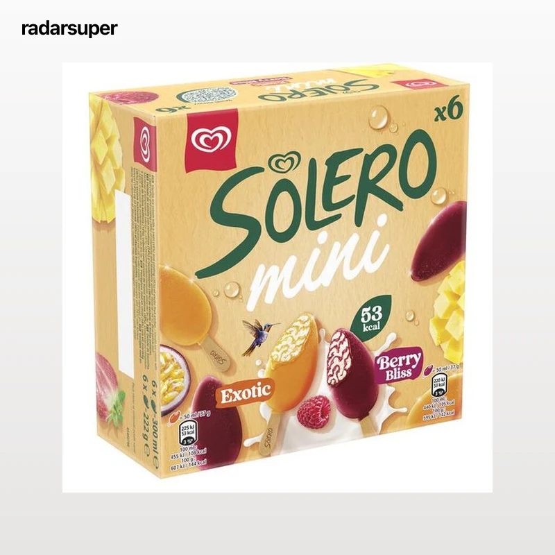 Helado mini solero frigo con mezcla exotic y berry bliss 6 unidades