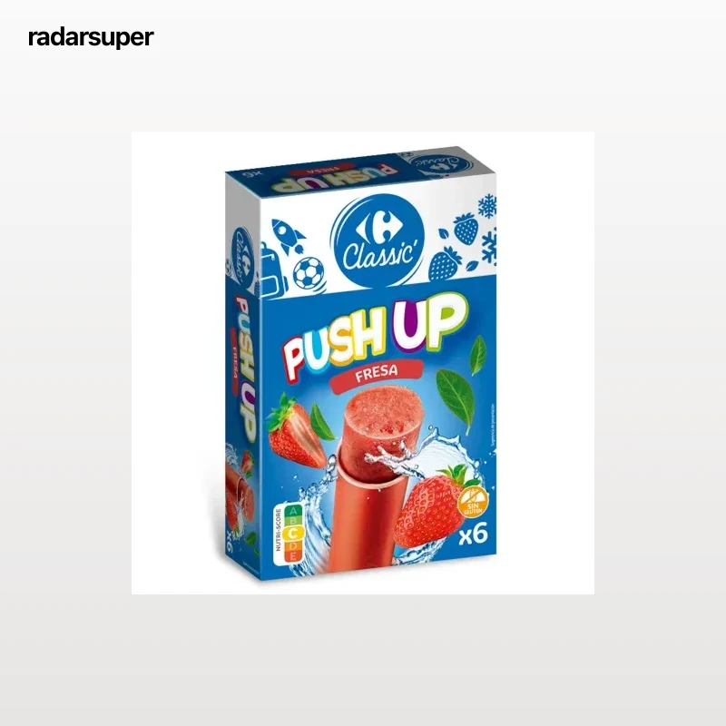 Helado Push up de fresa Carrefour sin gluten 6 ud.
