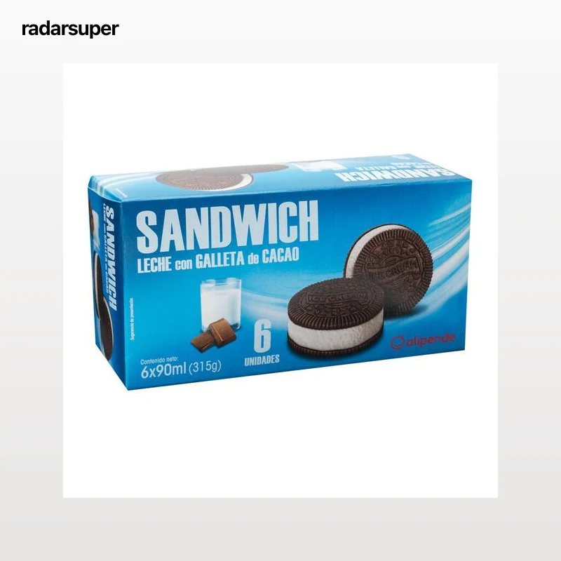 Helado sandwich Alipende 6 uds leche galleta/cacao