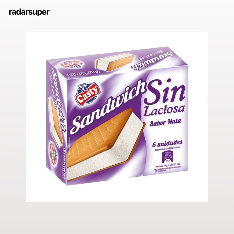 Helado sandwich Casty sin lactosa nata 6 uds