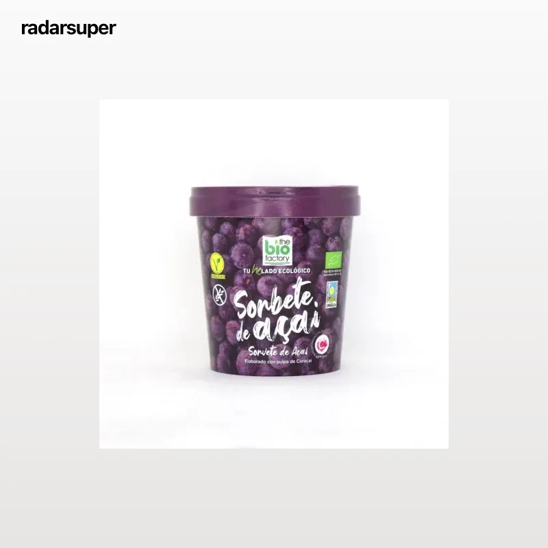 Helado sorbete de acaí ecológico The Bio Factory sin gluten 350 g.