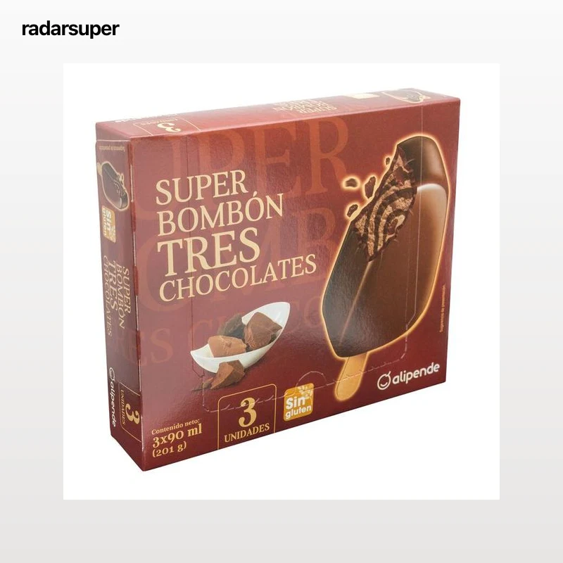 Helado super bombón Alipende 270ml 3 uds tres chocolates