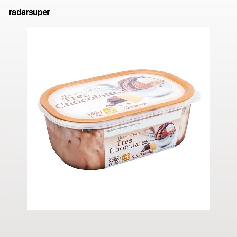 Helado en tarrina Alipende 900ml tres chocolates