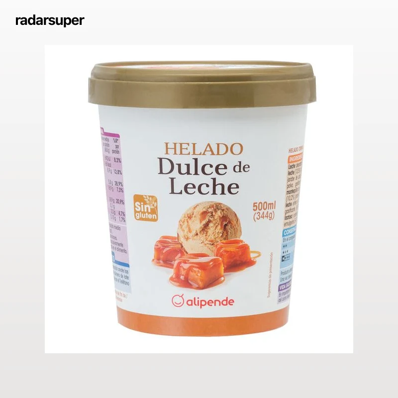 Helado en tarrina premium Alipende 500ml dulce de leche