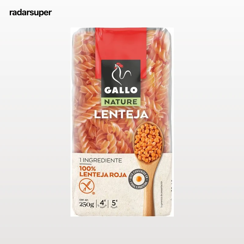 Hélices de lenteja roja sin gluten Gallo nature 250g
