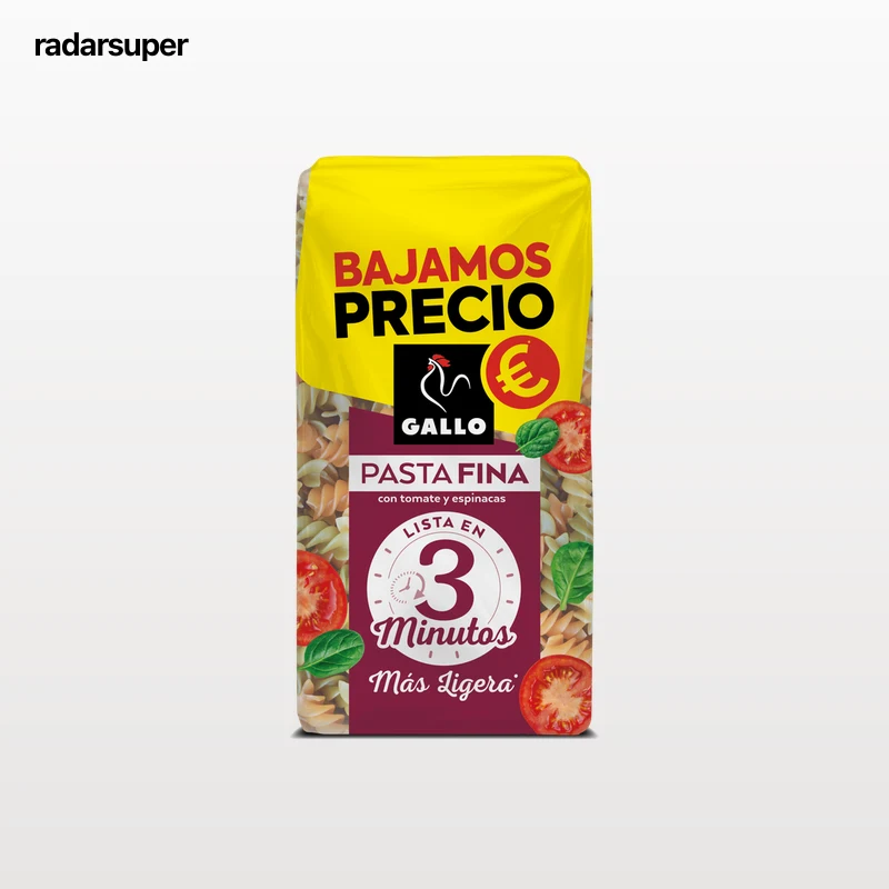 Hélices pasta fina con vegetales tomate y espinacas Gallo 400g